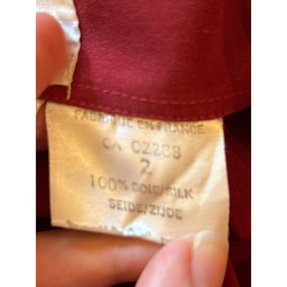 Franck Olivier Paris 1970s Silk Blouse French Size 40 Red Burgundy Dagger Collar - Picture 4 of 14